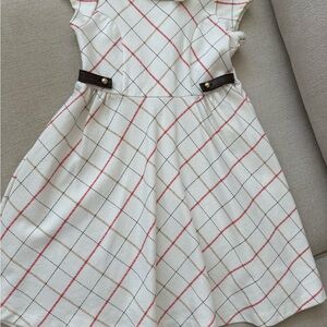 Chic Kids Plaid Dress - White and Brown